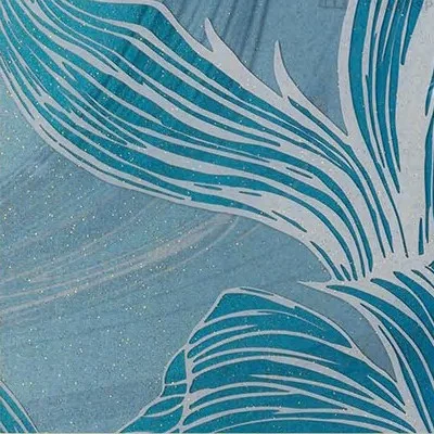 Tall Blue Goldfish Panel Set of 2, 90 x 180 cm Each in blue — detail