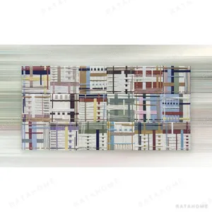 Woven Textile Grid Set of 6, 180 x 90 cm Overall in oatmeal — in a room setting