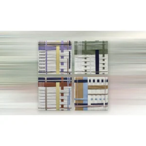 Woven Textile Grid Panel Set of 4, 30 x 30 cm Each in oatmeal — in a room setting