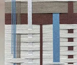 Woven Textile Grid Panel Set of 9, 30 x 30 cm Each in oatmeal — detail
