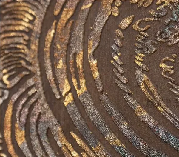 Tall Bronze Swirl Panel Set of 2, 40 x 110 cm Each in bronze — detail