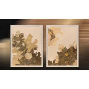 Peony Collage Set of 2 in clay — in a room setting