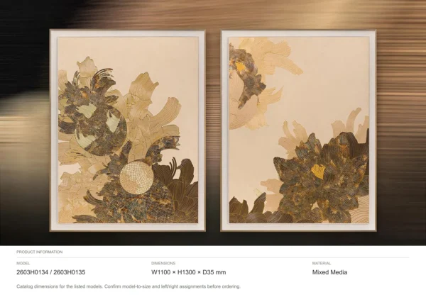 Peony Collage Set of 2 in clay — dimensions