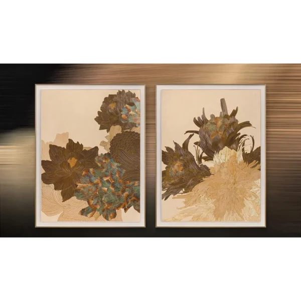 Peony Collage Set of 2 in clay — in a room setting