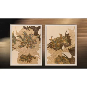Peony Collage Set of 2 in blue — in a room setting