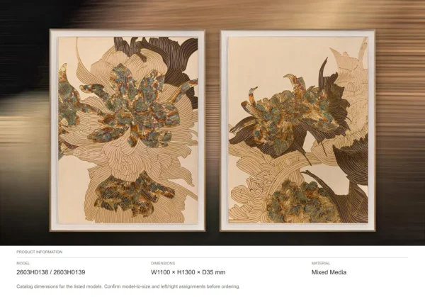Peony Collage Set of 2 in blue — dimensions