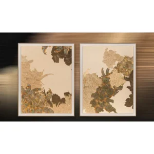 Peony Collage Set of 2 in clay — in a room setting