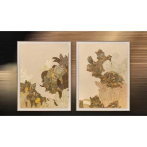 Peony Collage Set of 2 in blue — in a room setting