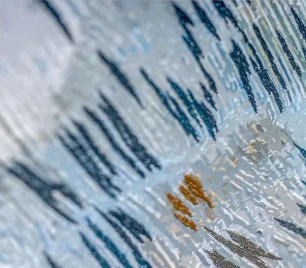 Impressionist Rain Painting Set of 2, 50 x 70 cm Each in blue — detail