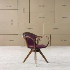 Walnut Sculpted Armchair in walnut — front view