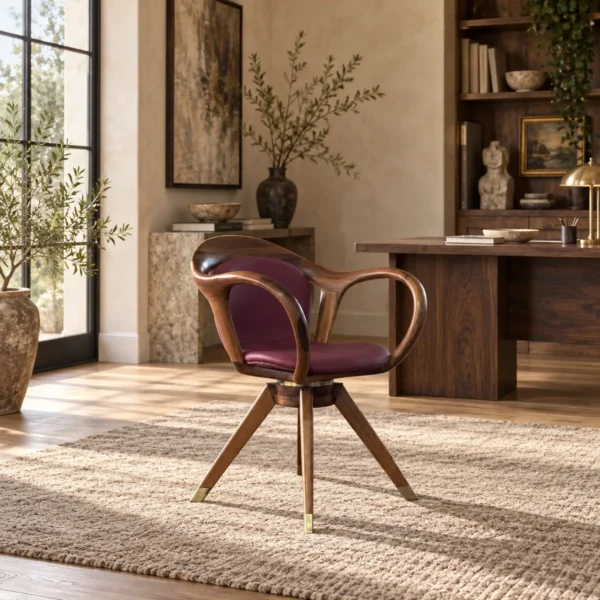 Walnut Sculpted Armchair in walnut — in a room setting