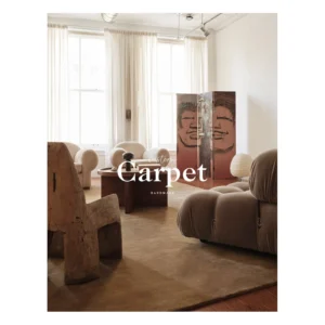 Warm Brown Plain Rug in clay — in a room setting