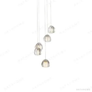 Clear Water Drop Glass Pendant Light, 12 cm in ivory — in a room setting