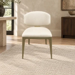 Wave-Back Dining Chair in oatmeal — front view
