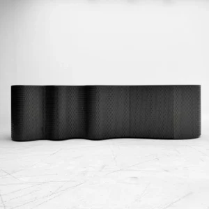 Wave-Form Sideboard in Textured Dark Grey Lacquer — front view