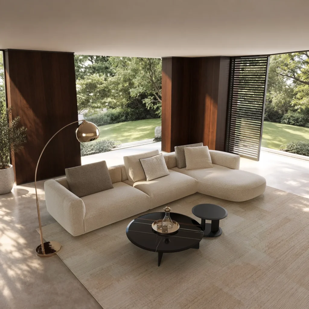Well Proportioned Sofa in linen blend — front view