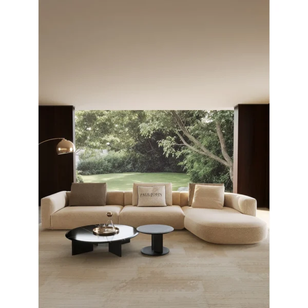Well-Proportioned Modular Sofa in oatmeal — in a room setting