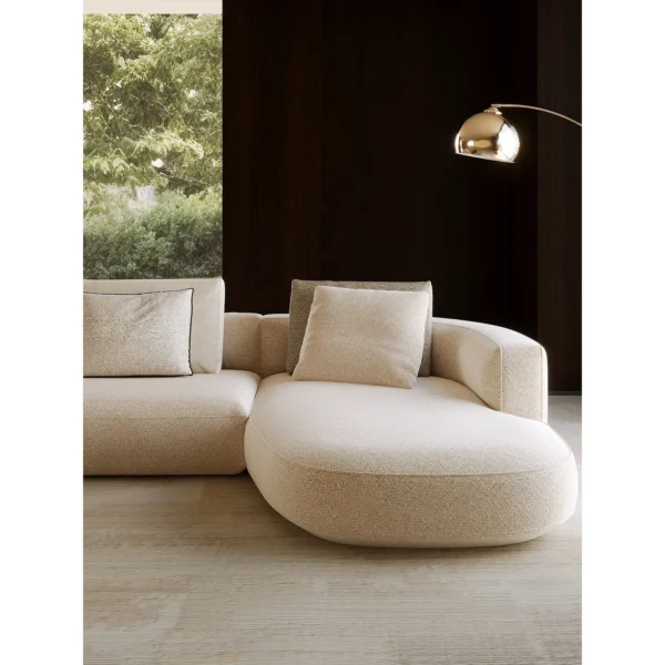 Well-Proportioned Modular Sofa in oatmeal — in a room setting