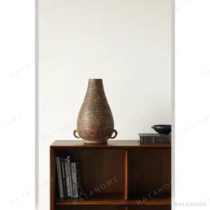 Western Zhou Bronze-Style Ceramic Vases in clay — in a room setting