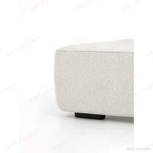 Weston Low Upholstered Bed in oatmeal — in a room setting