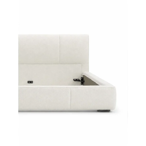 Weston Low Upholstered Bed in oatmeal — in a room setting