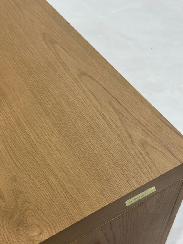 White Oak Mid-Century Executive Desk with Twin Pedestals in clay — detail