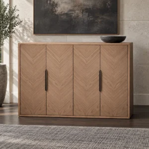 White Oak Herringbone Four-Door Sideboard — front view