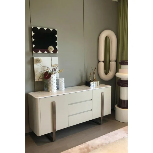 Light Grey Lacquer Sideboard in slate — in a room setting