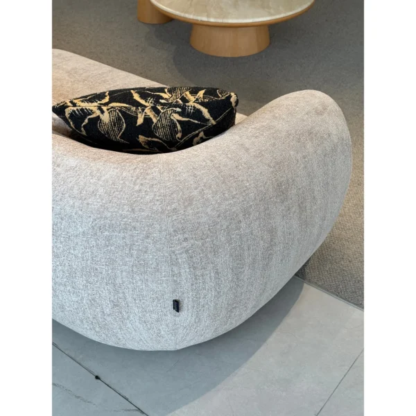Cashew Curved Sofa in Oatmeal Chenille with Wide Rounded — in a room setting