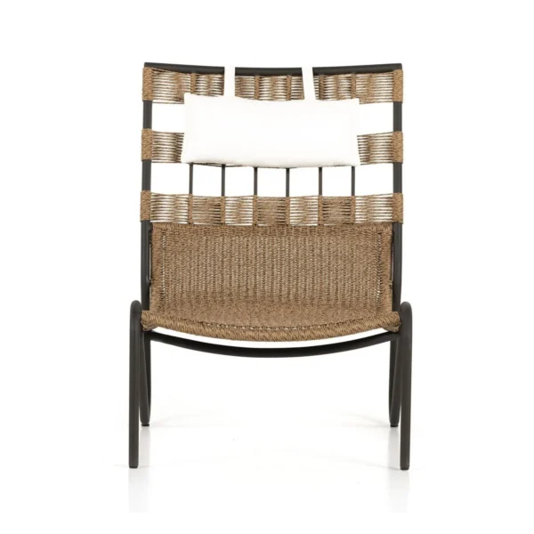 Woven Outdoor Lounge Chair on Black Aluminium Sled Frame in sand — in a room setting