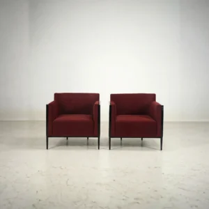 Wine Red Velvet Armchair in velvet — front view