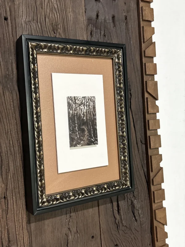 Reclaimed Wood Carved Frame Wall Art in clay — in a room setting