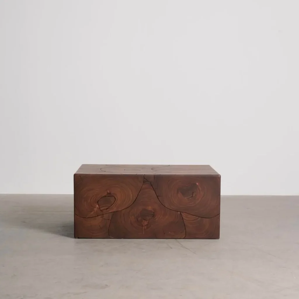 Patchwork Wood Grain Block Coffee Table, 83 cm in clay — front view