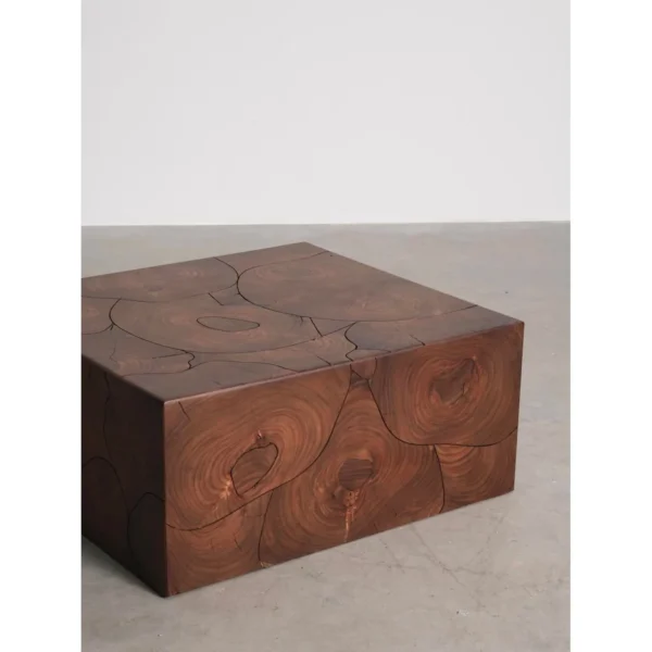Patchwork Wood Grain Block Coffee Table, 83 cm in clay — in a room setting