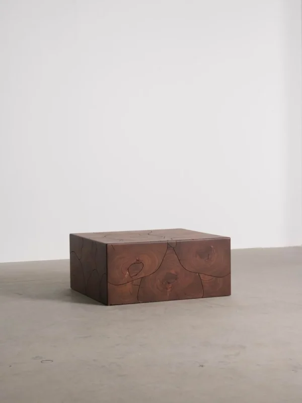 Patchwork Wood Grain Block Coffee Table, 83 cm in clay — in a room setting