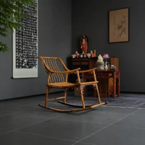 Xiangfei Mottled Bamboo Rocking Chair in clay — front view