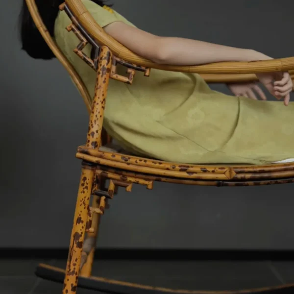 Xiangfei Mottled Bamboo Rocking Chair in clay — detail