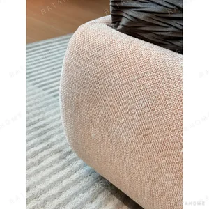 Xinyu Heart-Shaped Headboard Bed in rose stone — in a room setting