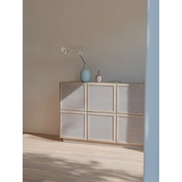 Xufang Ash Sideboard with Linen-Panelled Doors in natural oak — in a room setting