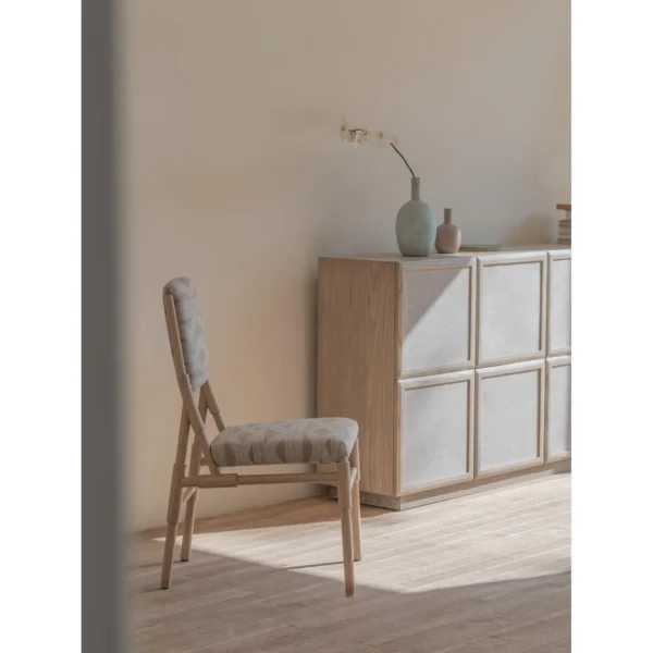 Xufang Ash Sideboard with Linen-Panelled Doors in natural oak — in a room setting