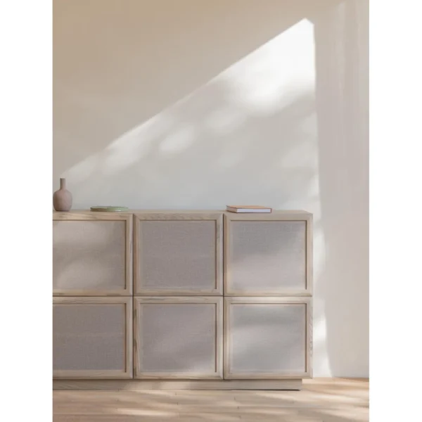Xufang Ash Sideboard with Linen-Panelled Doors in natural oak — in a room setting