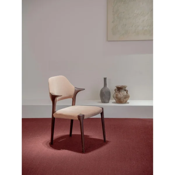 Ygg Ash Armchair with Curved Arms and Tie-Dyed Cotton Seat in walnut — in a room setting
