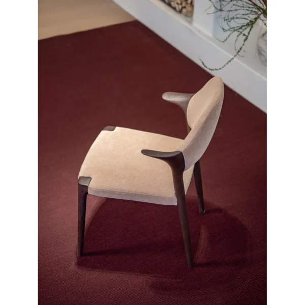 Ygg Ash Armchair with Curved Arms and Tie-Dyed Cotton Seat in walnut — in a room setting