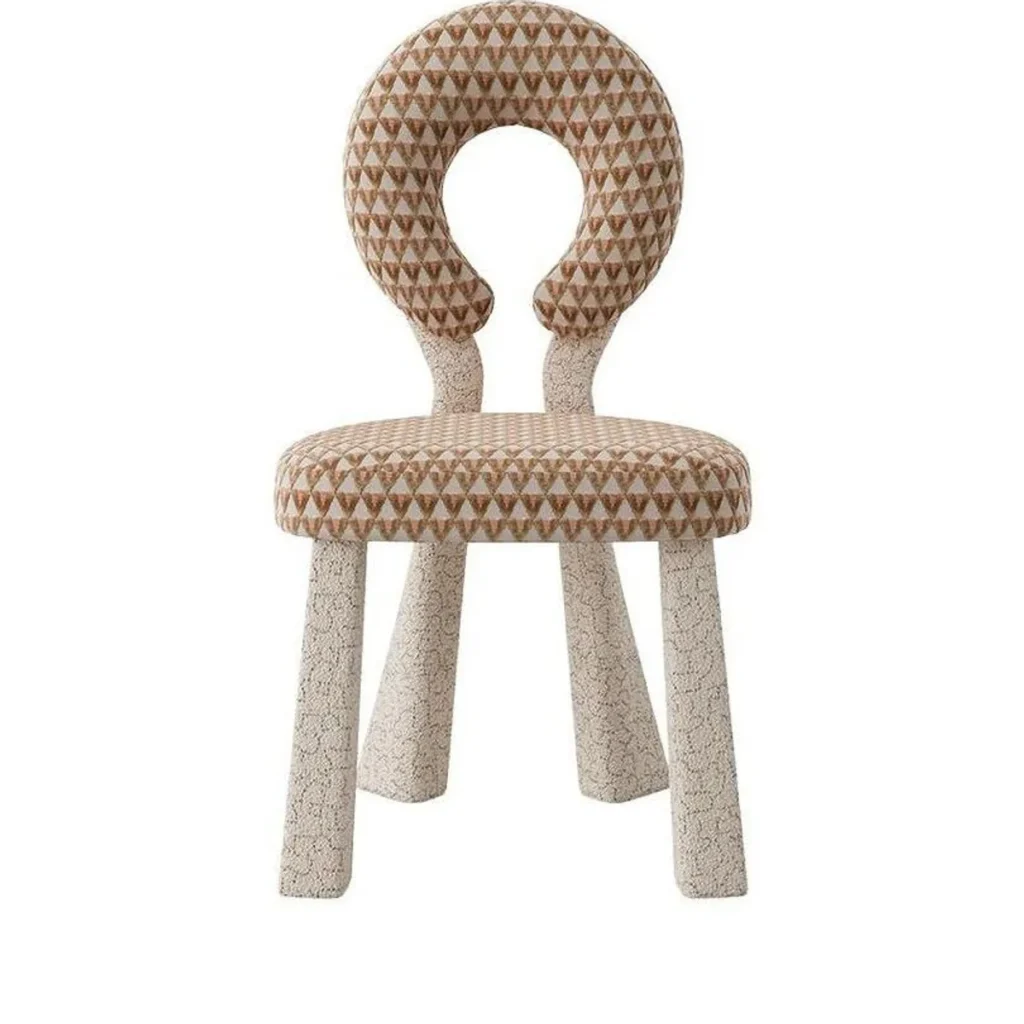 Ring-Back Lounge Chair in Geometric Jacquard — front view