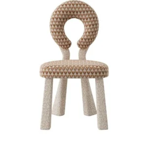 Ring-Back Lounge Chair in Geometric Jacquard — front view