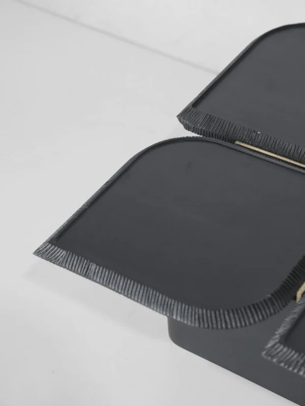 Wave Geometric Three-Tier Coffee Table in Black Wood — detail