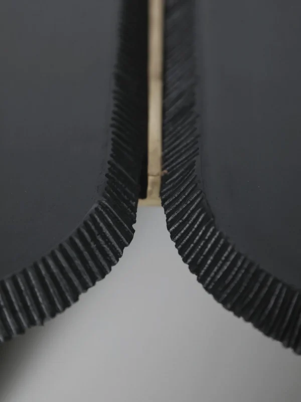 Wave Geometric Three-Tier Coffee Table in Black Wood — detail