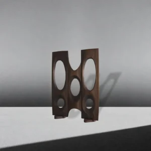 Yuanjing Round-Cut-Out Solid Wood Screen in walnut — front view