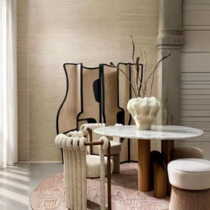 Zhe Wave-Edged Folding Screen in Wood Veneer — front view
