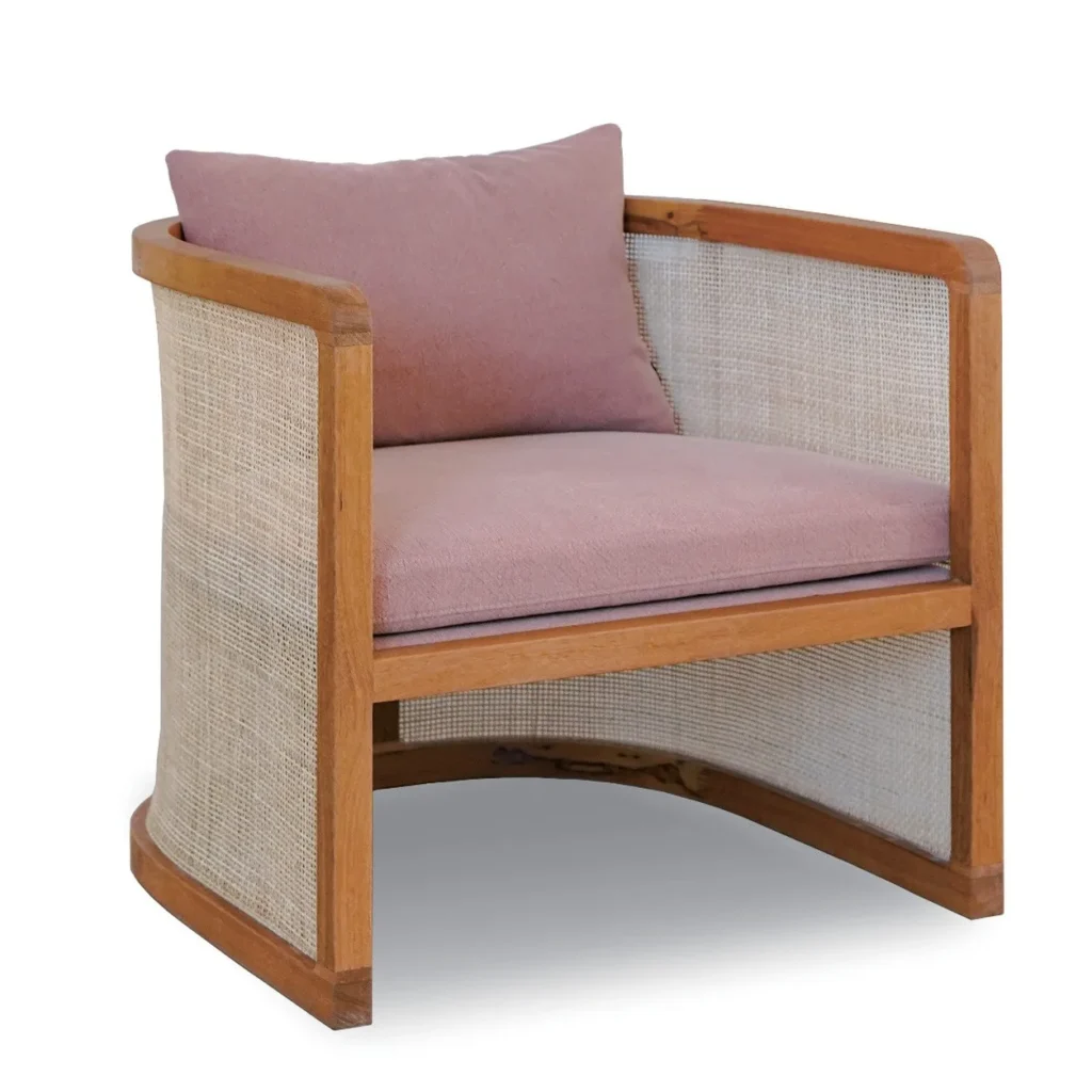 Solid Oak Barrel Lounge Chair in natural oak — front view